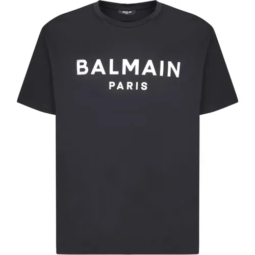 Schwarzes Logo-T-Shirt im minimalistischen Design , Herren, Größe: 2XL - Balmain - Modalova