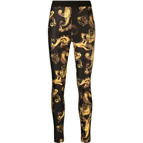 Schwarze Watercolor Baroque Hose , Damen, Größe: XS - Versace Jeans Couture - Modalova