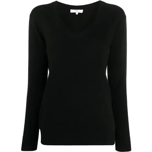 Eleganter Schwarzer V-Ausschnitt Kaschmir Pullover , Damen, Größe: XS - Vince - Modalova