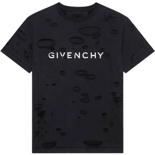 Destroyed Effect Creweck T-shirts and Polos , male, Sizes: S, L, XL, M - Givenchy - Modalova