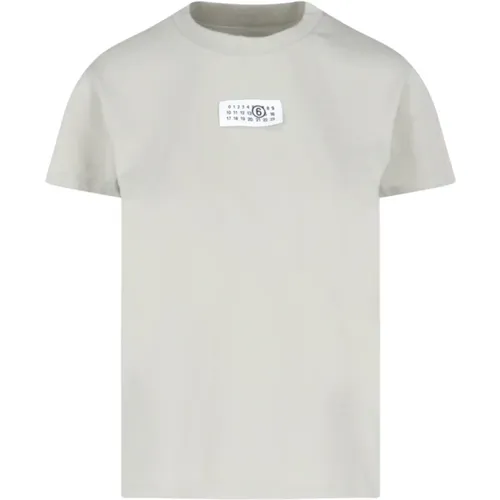 Grünes Logo T-Shirt mit Weißen Details , Damen, Größe: XL - MM6 Maison Margiela - Modalova