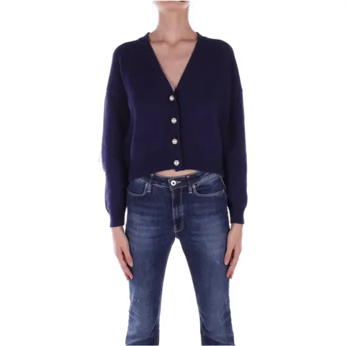 Blauer Cardigan mit Perlen Details , Damen, Größe: XS - Liu Jo - Modalova