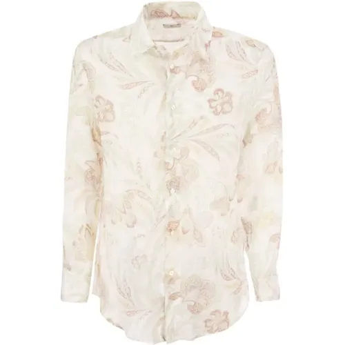 Ramie shirt with floral print , male, Sizes: M - ETRO - Modalova