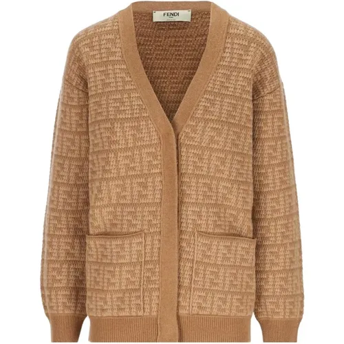 Cashmere Sweater with Button Closure , female, Sizes: 2XS - Fendi - Modalova