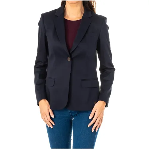 Klassische Navy Blaue Langarm Jacke , Damen, Größe: L - LA MARTINA - Modalova