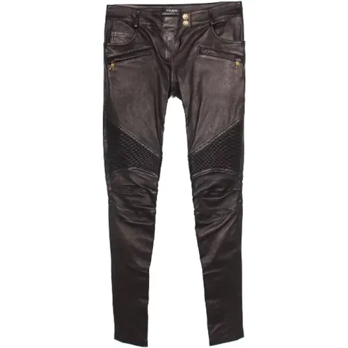 Pre-owned Leather bottoms , female, Sizes: 2XS - Balmain Pre-owned - Modalova