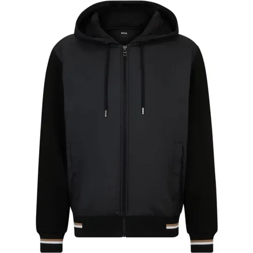 Schwarzer Zip-Up Sweatshirt - Hugo Boss - Modalova