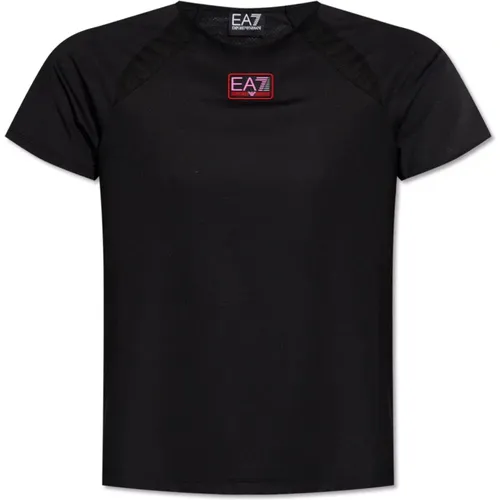 T-Shirt mit Logo , Damen, Größe: S - Emporio Armani EA7 - Modalova