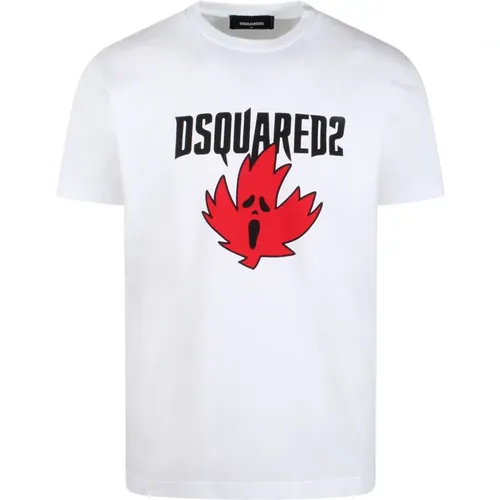 Horror Maple Leaf Grafikdruck T-Shirt , Herren, Größe: S - Dsquared2 - Modalova