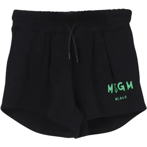 Schwarze Shorts mit Kontrastdruck - Msgm - Modalova