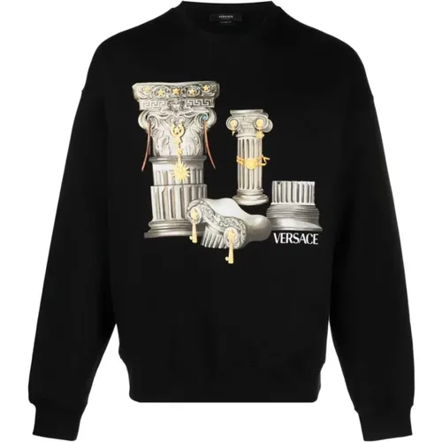Schwarzer Sweatshirt mit Grafikdruck , Herren, Größe: S - Versace - Modalova