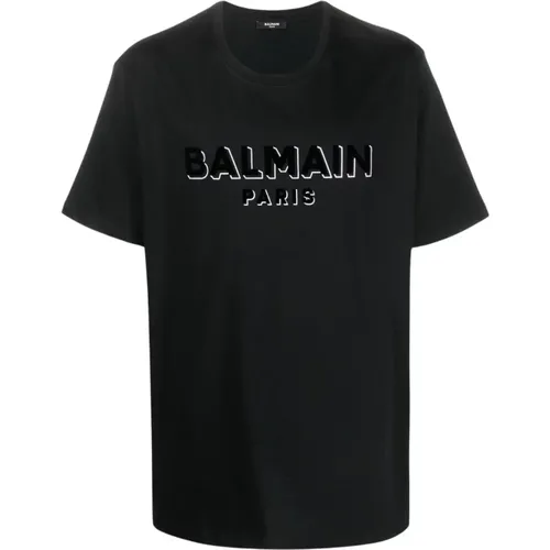 T-Shirt mit Logo-Print , Herren, Größe: L - Balmain - Modalova