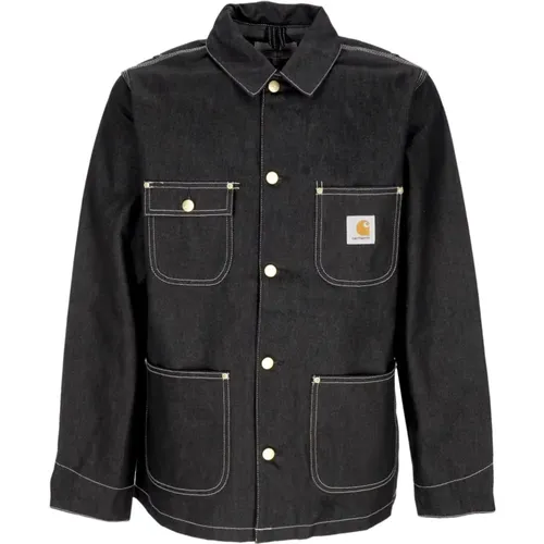 Schwarze Denim Chore Coat Jacke , Herren, Größe: L - Carhartt WIP - Modalova