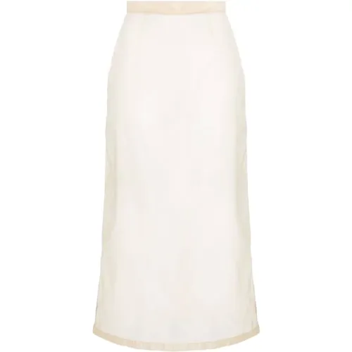 Cream Semi-Transparent Elastic Waist Midi Skirt , female, Sizes: M, S - Maison Margiela - Modalova