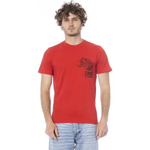 Einfaches T-Shirt mit Logo-Print , Herren, Größe: M - Cavalli Class - Modalova