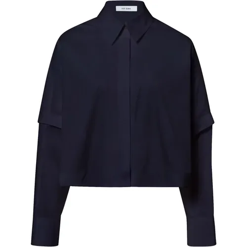 Konvertible Ärmel Navy Bluse , Damen, Größe: M - IVY OAK - Modalova