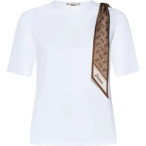 Weiße Jersey Logo T-shirt , Damen, Größe: S - Herno - Modalova