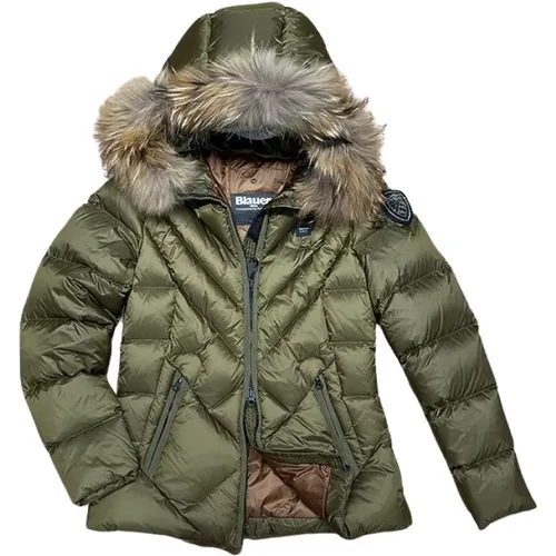 Alicia - Verde, L - Hooded Puffer Jacket , female, Sizes: L, M - Blauer - Modalova