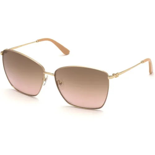 Stilvolle Sonnenbrille mit braunem Spiegelglas,Goldene Gradienten Sonnenbrille - Guess - Modalova