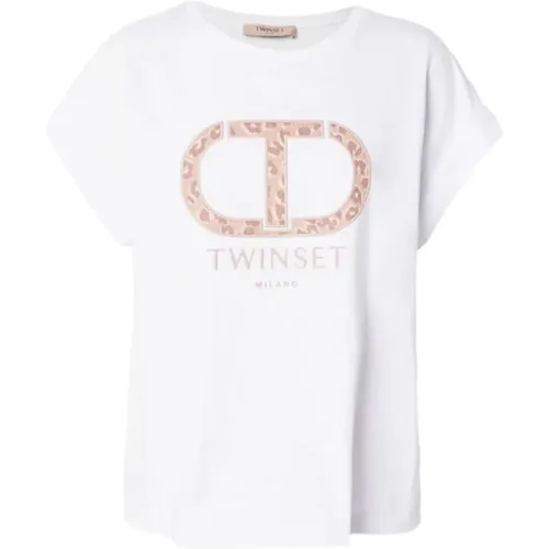 Logo Oval T-shirt , female, Sizes: M, S - Twinset - Modalova