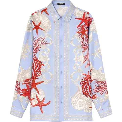 Sea Motif Buttoned Shirt , male, Sizes: L, M, XL - Versace - Modalova