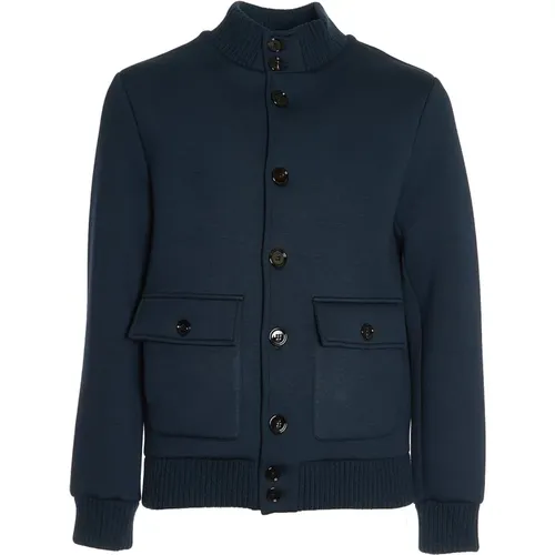 Blaue Neopren Bomberjacke , Herren, Größe: M - Dondup - Modalova