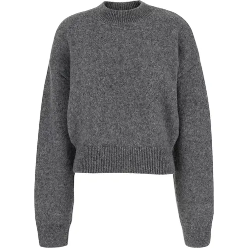 Grauer Crewneck Sweater mit Jacquard-Logo , Damen, Größe: L - Jacquemus - Modalova