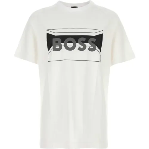 Stretch Baumwollmischung T-Shirt , Herren, Größe: L - Boss - Modalova