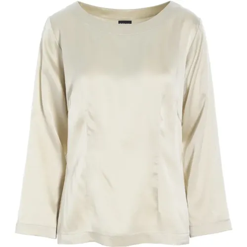 Seiden Ivory Bluse Shiruku Stil , Damen, Größe: L - Bitte Kai Rand - Modalova