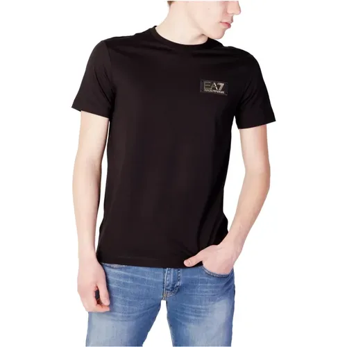 Schwarzes Rundhals Herren T-Shirt - Emporio Armani EA7 - Modalova