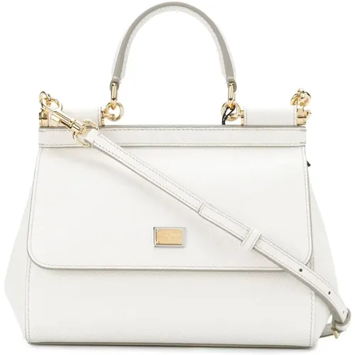 Leather Handbag with Gold Hardware , female, Sizes: ONE SIZE - Dolce & Gabbana - Modalova