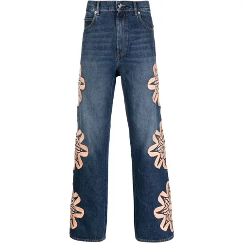 Bootcut-Jeans mit Blumenstickerei , Herren, Größe: W29 - Bluemarble - Modalova