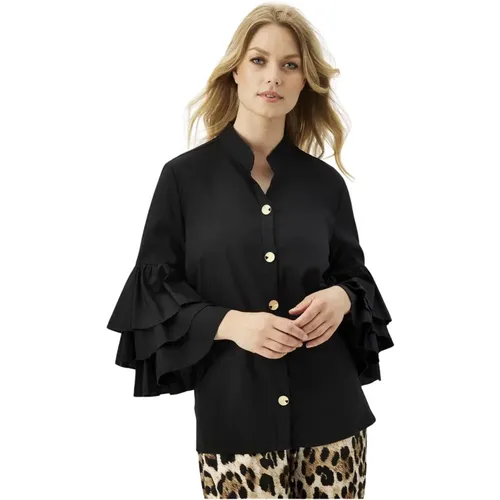 Elegante Schwarze Bluse mit Goldknöpfen - IN FRONT - Modalova