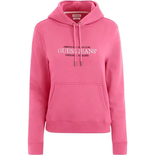 Fuchsia Oversize Hoodie American Tradition , Damen, Größe: XS - Guess - Modalova