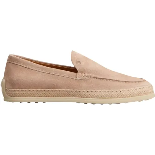 Rosa flache Schuhe mit geprägtem Logo , Damen, Größe: 38 EU - TOD'S - Modalova