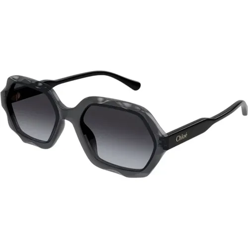 Graue Sonnenbrille mit grauen Gläsern - Chloé - Modalova