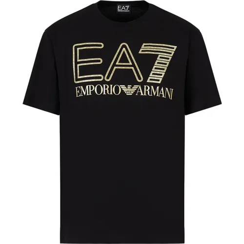 Schwarzes EA7 T-Shirt für Herren , Herren, Größe: L - Emporio Armani EA7 - Modalova