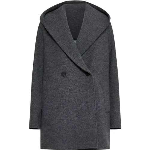 Melange Grey Wool Double-Breasted Coat , female, Sizes: M - Harris Wharf London - Modalova