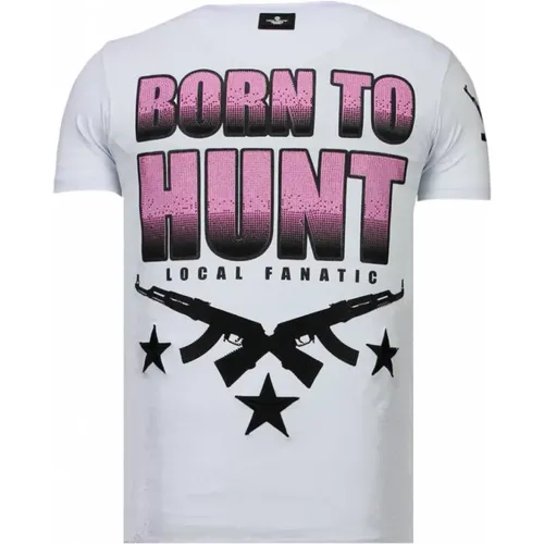 Milf Hunter Rhinestone - T-Shirt - 13-6233w - Local Fanatic - Modalova