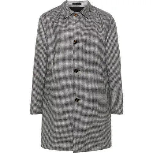 Reversible Houndstooth Wool Blend Coat , male, Sizes: L, M - Kired - Modalova