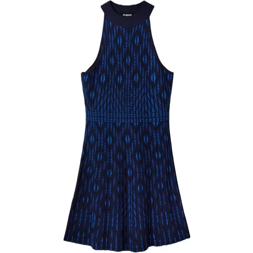Blaues Ärmelloses Sommerkleid , Damen, Größe: XL - Desigual - Modalova