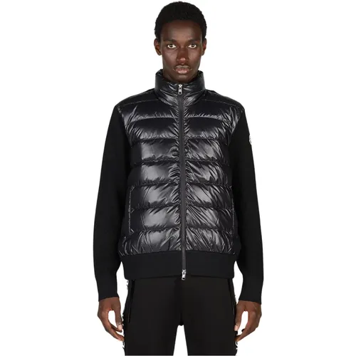 Quilted Cardigan with Funnel Neck and Zip Fastening , male, Sizes: S - Moncler - Modalova