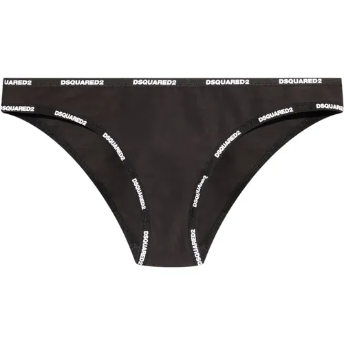 Baumwollslips, Schwarz, Bedrucktes Logo , Damen, Größe: M - Dsquared2 - Modalova