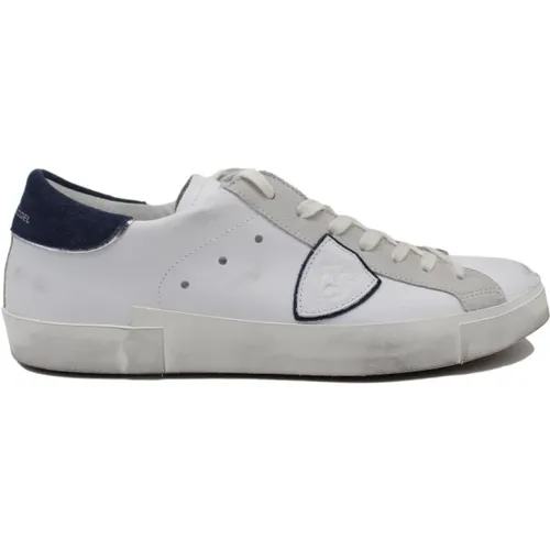 Stylish Blanc Bleu Sneakers , male, Sizes: 6 UK, 7 UK, 9 UK, 11 UK - Philippe Model - Modalova