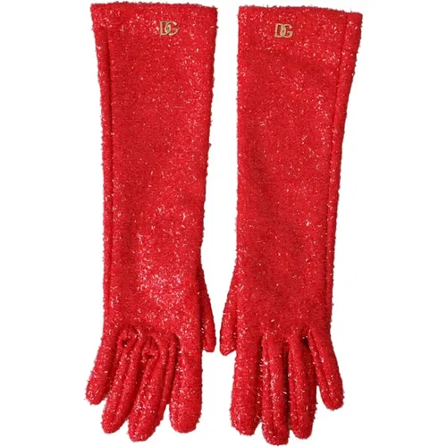 Rote Lurex Arm Länge Mode Handschuhe - Dolce & Gabbana - Modalova