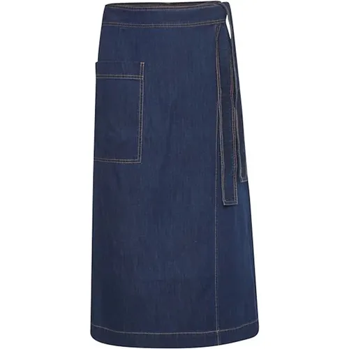 Blaue Denim Midi-Rock mit Taillenband und Seitentasche - InWear - Modalova