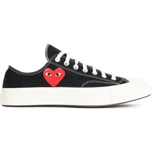 Schwarze Leinwand Herz Sneakers - Comme des Garçons Play - Modalova