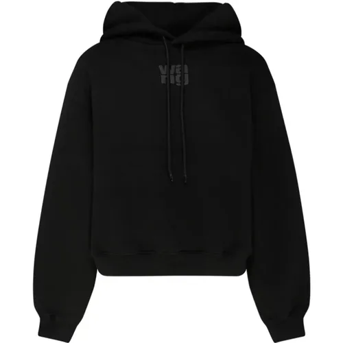 Cotton Rubberised Logo Hoodie , female, Sizes: M - alexander wang - Modalova