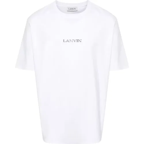Embroidered Logo T-shirts and Polos , male, Sizes: L - Lanvin - Modalova