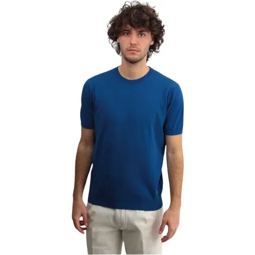 Blauer Rundhals-T-Shirt , Herren, Größe: L - Kangra - Modalova